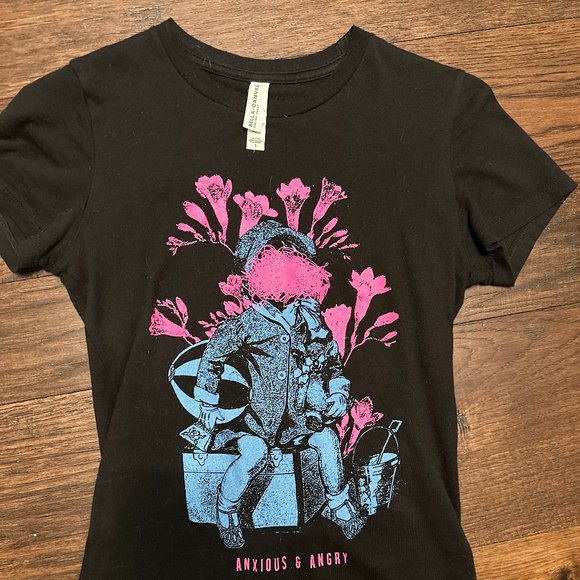 Anxious and Angry Pink & Turquoise T-shirt OWTH - Picture 1 of 3